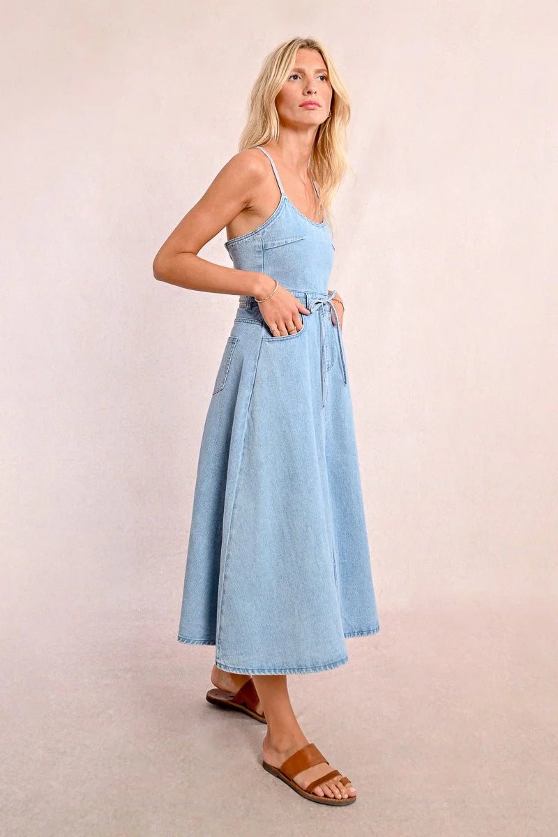 Light Blue Long Denim Dress